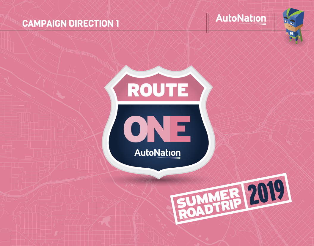 AutoNation Route One summer road trip campaign direction board produced by Bagley