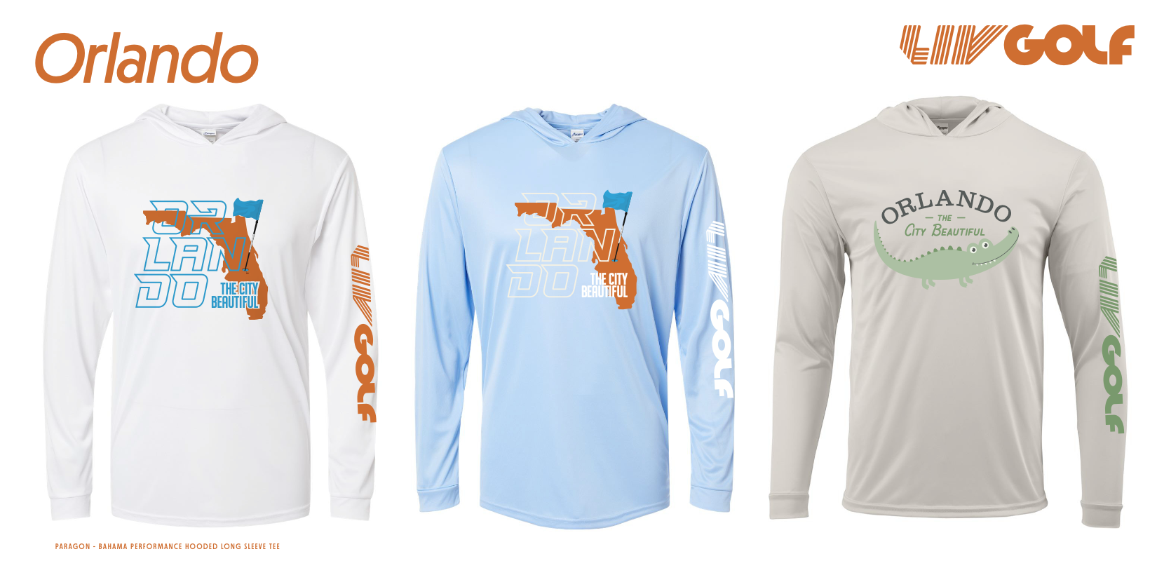 LIV Golf Orlando player and caddie gift apparel board produced by Bagley