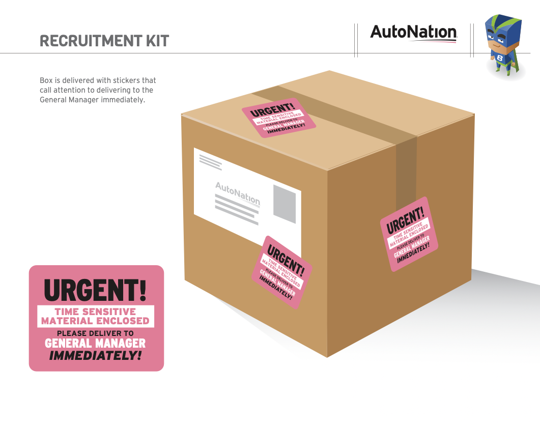 AutoNation Sweet Rewards recruitment and referral kit box produced by Bagley