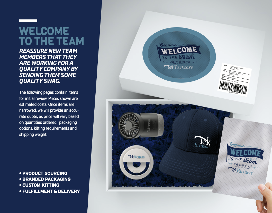 TekPartners Welcome to the Team employee onboarding kit produced by Bagley